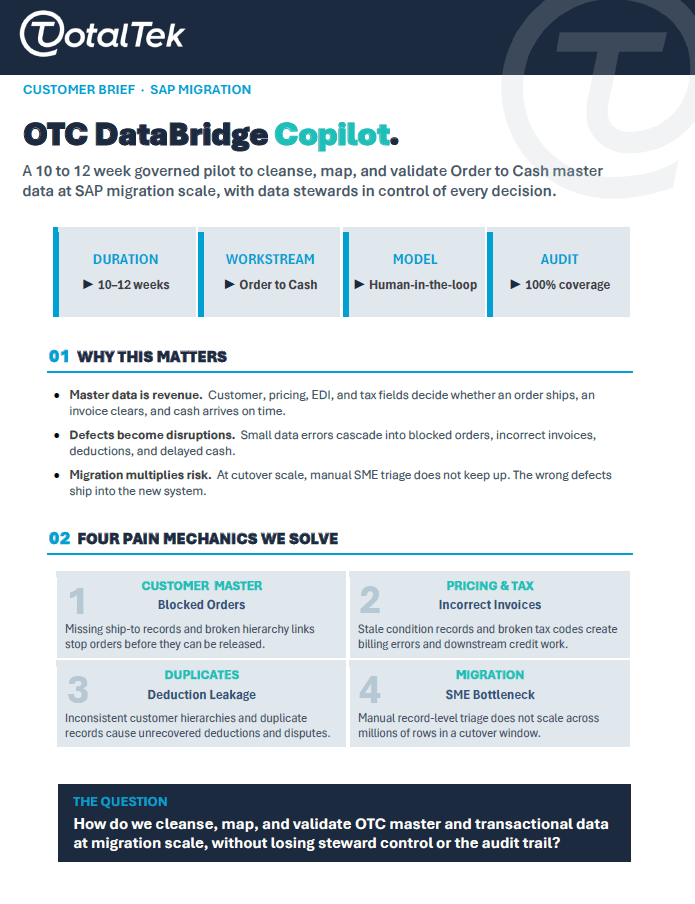 OTC DataBridge Copilot: Governed AI for Cleaner SAP Migration Data